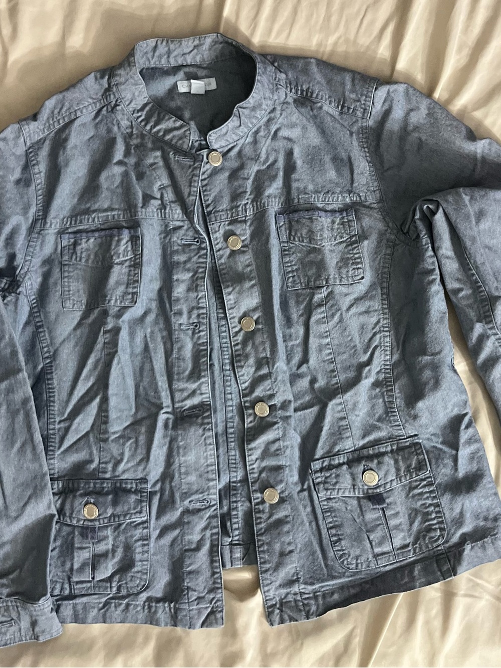 Charter Club Washed Denim-Blue Military Field Jacket